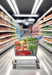 Shopping cart in supermarket