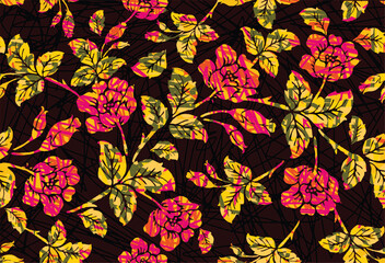 Indonesian batik motifs with very distinctive plant patterns