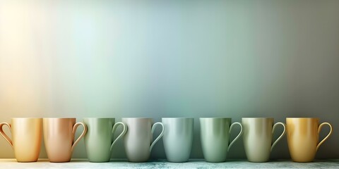 Highres stock photo of coffee cups on pastel background with copy space. Concept Coffee Cups, Pastel Background, Copy Space, High Resolution, Stock Photo