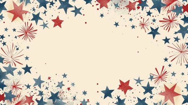 Craft a sophisticated border with elegant firework silhouettes and stars for a formal Fourth of July dinner menu