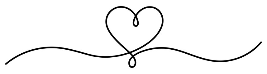 Heart love outline continuous single-line drawing