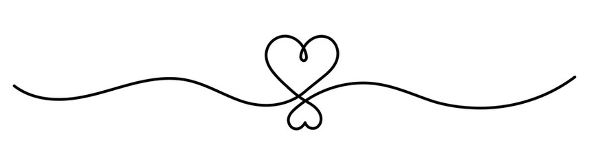 Single line art drawing of couple heart love