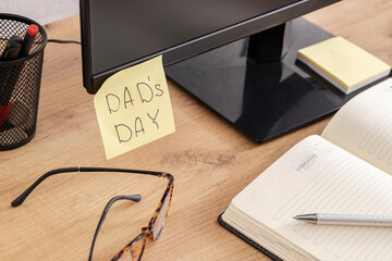 Concept of Father`s Day holiday and reminder to buy presents.. Empty space for design