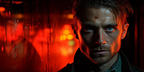 Under the Crimson Veil: A Mysterious Portrait