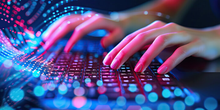 The tech-savvy netizen navigates the digital highways with ease, her fingers gliding over a glowing keyboard