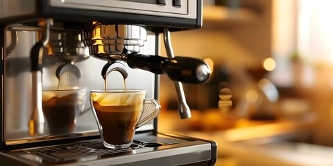 Demonstrating Coffee Making Process at Home or Cafe: Pouring Coffee Into Machine. Concept Coffee Making, Home Barista, Fresh Brew, Espresso Pour, Cafe Experience