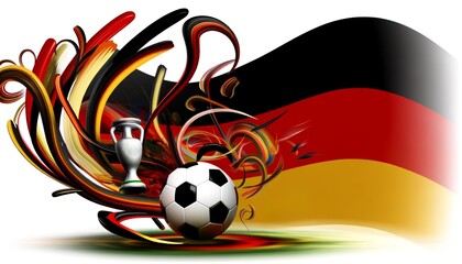 Football champion cup, soccer ball and german flag. 