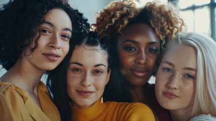 Obraz premium Diverse group of women sharing a moment of camaraderie.