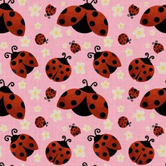 Illustration vector graphic of seamless pattern with ladybirds. Perfect for book covers, fabrics, magazine ,etc