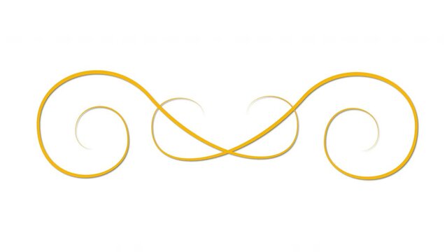 Flourish twirl, calligraphy design element, swirl self drawing animation. Alpha channel, isolated design element.