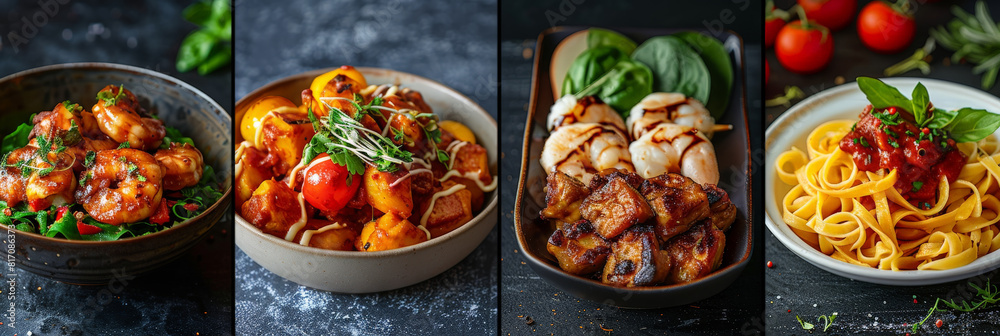 Poster a collection of photos featuring different types of food presented in bowls. from colorful fruits to