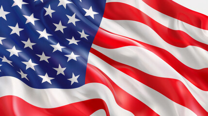 Waving American flag rendering, displaying the stars and stripes with realistic texture and lighting.