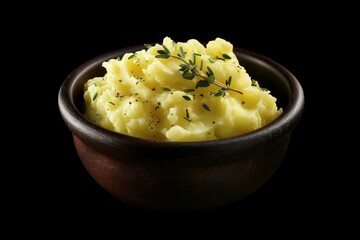 Deliciously rich serving of mashed potatoes with freshly-cracked black pepper and bacon