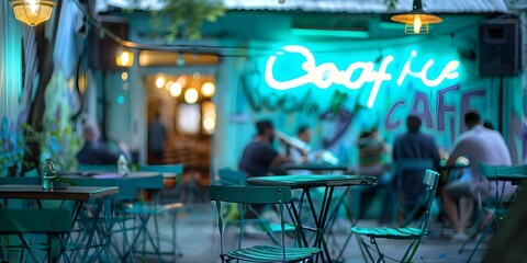 Vibrant jazz cafe with live performances cultural music and lively nightlife. Concept Jazz Music, Live Performances, Nightlife, Cultural Music, Lively Atmosphere