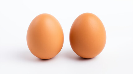 two brown eggs isolated on white background