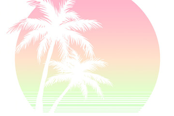 グラデーションの椰子の木の背景イラスト