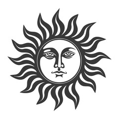 silhouette logo or symmbol of sun black color only