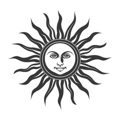 silhouette logo or symmbol of sun black color only