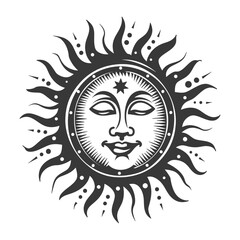 silhouette logo or symmbol of sun black color only