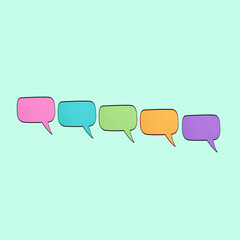 Colorful speech bubbles on a bright background. Cloud with a place for text.	