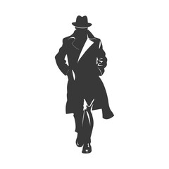 silhouette mysterious man in a cloak black color only
