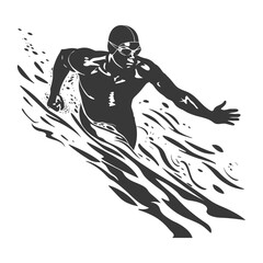 Fototapeta premium silhouette swimmer athlete in action black color only