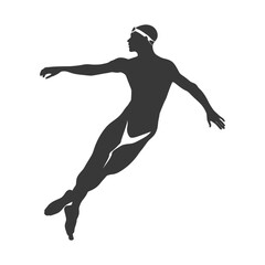 silhouette swimmer athlete in action black color only