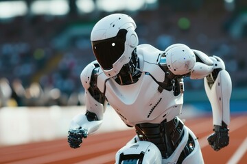 Fototapeta premium Speedy Cyborg Athlete in Olympic Track Event
