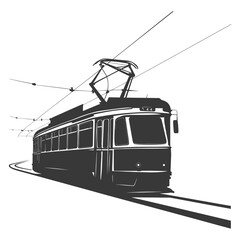 silhouette tram cable car railway black color only