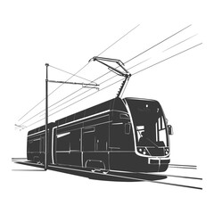 silhouette tram cable car railway black color only