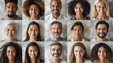 Diverse Group of Smiling People Portraits