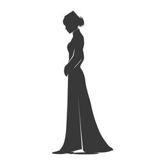 silhouette independent vietnamese women wearing ao dai black color only