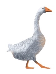 watercolor gray goose on a white background goes