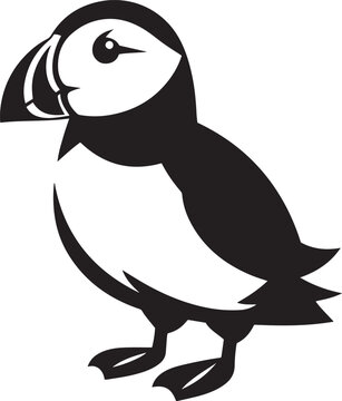 recommend clip art: Atlantic Puffin silhouette vector illustration on white background.