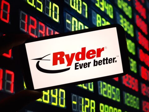 Konskie, Poland - May 15, 2024: Ryder company logo displayed on mobile phone