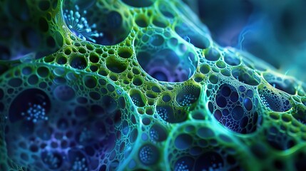 Blue seamless background with microscopic biological pattern of cells or bacteria