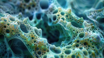 Blue seamless background with microscopic biological pattern of cells or bacteria