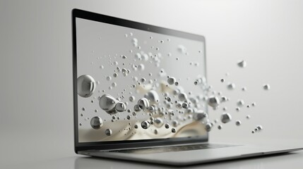 Eleganz und Innovation: Laptop-Interface in Gold und Weiß