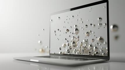Eleganz und Innovation: Laptop-Interface in Gold und Weiß