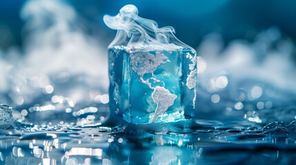 Globale Kühlungsbedürfnisse: Schmelzendes Eis und Weltkarte