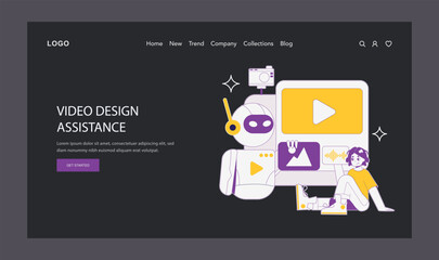 ai for video creation. Flat Vector Illustration