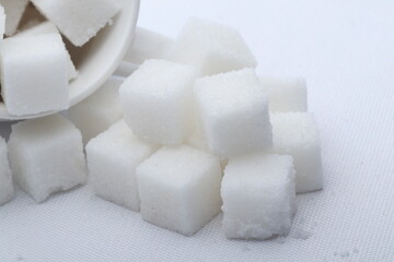 sugar cubes on white background 