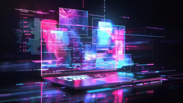 Dynamische Digitalplattform: Interaktive Laptop-Elemente