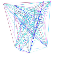 An abstract isolated futuristic node network connection design element.