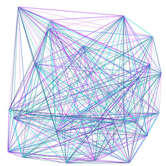 An abstract isolated futuristic node network connection design element.