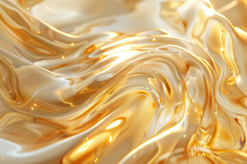 A close-up of transparent textured skincare gold essence