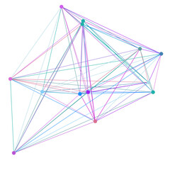 An abstract isolated futuristic node network connection design element.