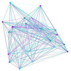 An abstract isolated futuristic node network connection design element.