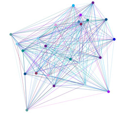 An abstract isolated futuristic node network connection design element.