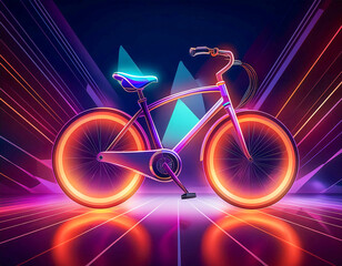 Fototapeta premium A bicycle with abstract background snd neon colours